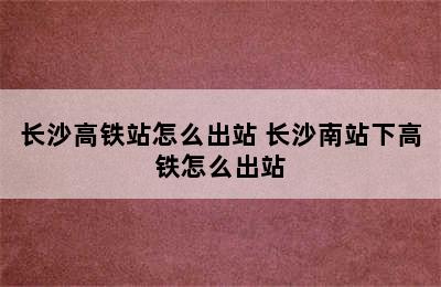 长沙高铁站怎么出站 长沙南站下高铁怎么出站